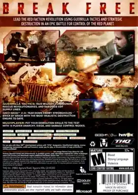 Red Faction Guerrilla (USA) box cover back